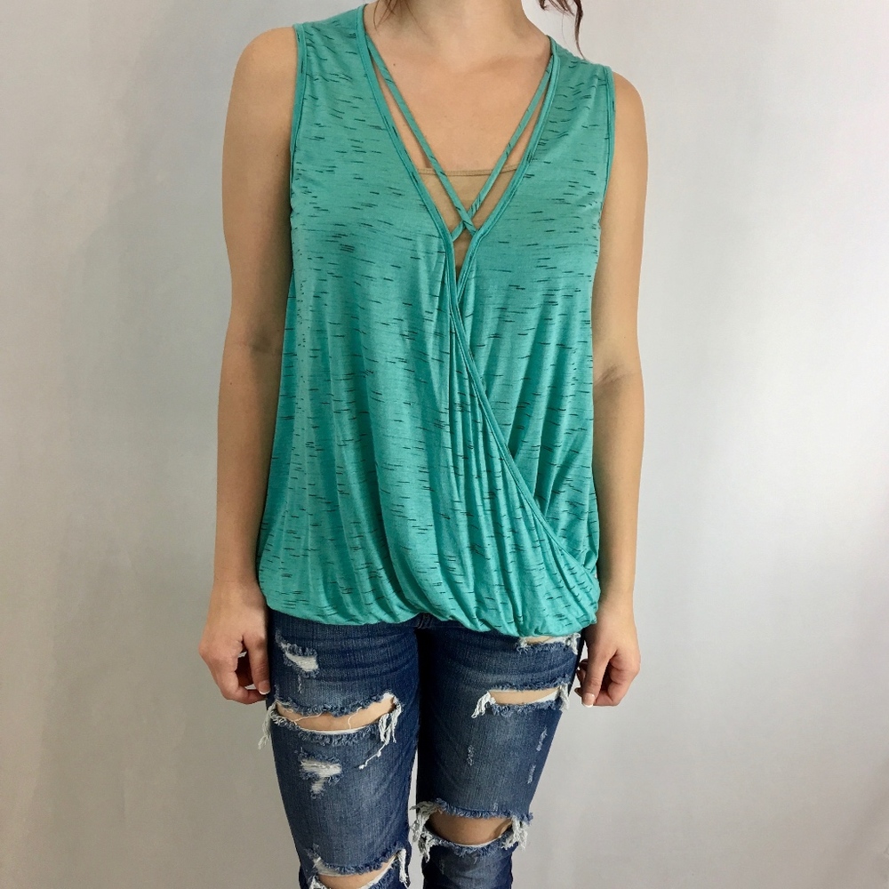 Aqua & Black Marled Crisscross Tunic - Picture 3 of 6